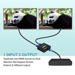 MT-VIKI 4K Powered HDMI Splitter 1 in 2 Out 1×2 for Dual Monitor