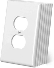 CML Oversized Duplex Outlet Covers, 6 Pack Over-Size Duplex, Gloss White