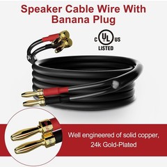 Bi-Wire Speaker Cable 6ft with Gold-Plated Banana Plugs for Home Audio