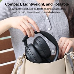 TOZO HT2 Hybrid Active Noise Cancelling Over Ear Headphones, Black (Renew)