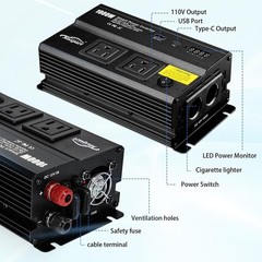 1000W Inverter for 6-in-1 Car Power Inverters,12v DC to 110v AC Converter