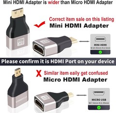 Mini HDMI to HDMI Adapter 2-Pack 8K@60Hz 4K@144Hz for Raspberry Pi Camera