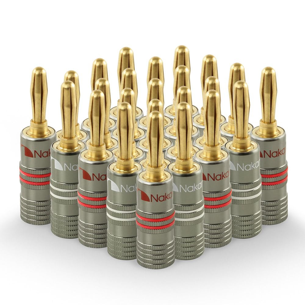 Ultimate Series 24K Gold Plated Beryllium Red Copper Banana Plug 12-18 AWG Gauge