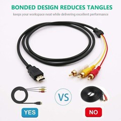 1080P HDMI Male to 3 RCA S-video AV Audio Cable Cord Adapter for TV HDTV DVD US