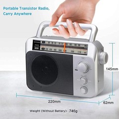 Portable Radios with Best Reception Ac or D Battery Powered Analog Radio Sliver