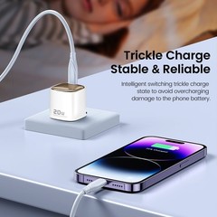 TRON PD20W USB-C GaN Fast Charger, Compact Wall Charger, Type-C Power Adapte