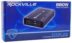 Rockville ATOM 8B 8-Channel 3500w Weather Proof Bluetooth Car Amplifier+Amp Kit