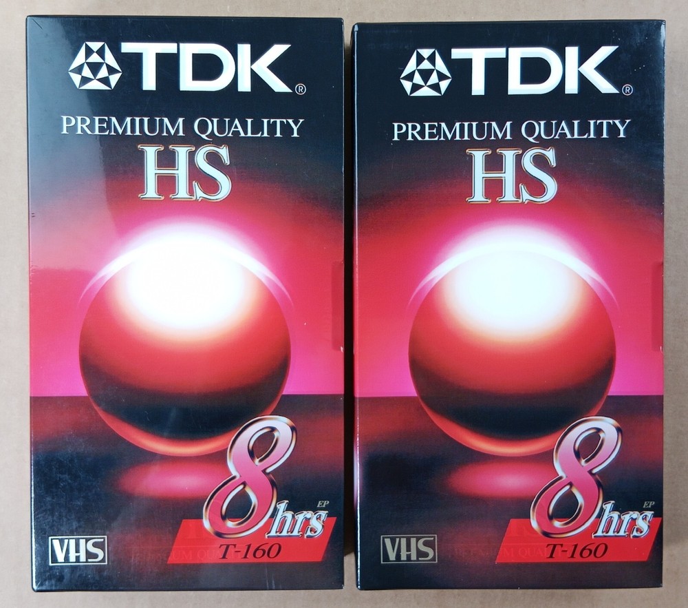 2 Lot TDK T-160 8-Hours, Blank VHS Tape, New & Sealed