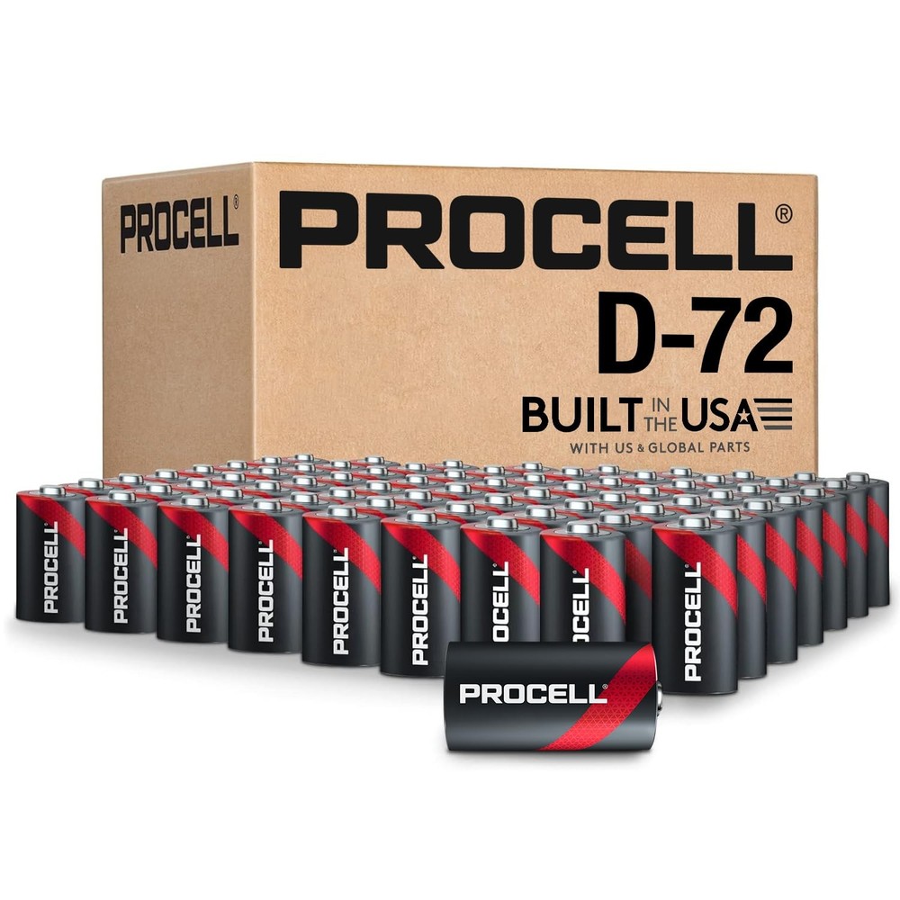 PROCELL D Cell Long-Lasting Alkaline Batteries (72 Pack) Built in the USA, 10…