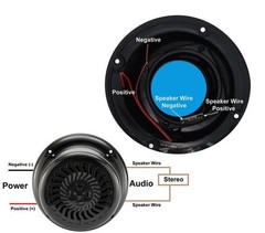 RV Surface Mount Speaker – Exterior 5.25″ Black Wavy Blue LED – Marine 2x Pair