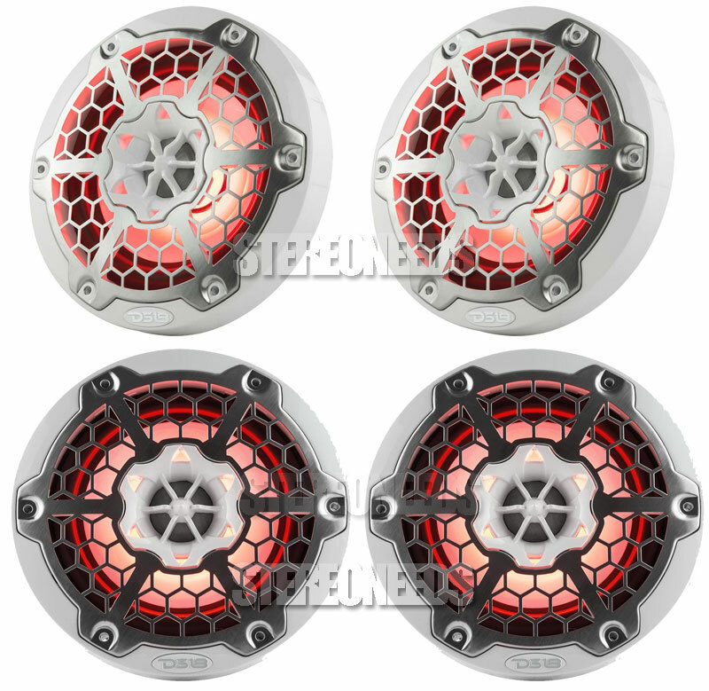 4x DS18 NXL-6M/WH HYDRO White 6.5″ 600 Watt 4 Ohm 2-Way Marine Speakers RGB LED