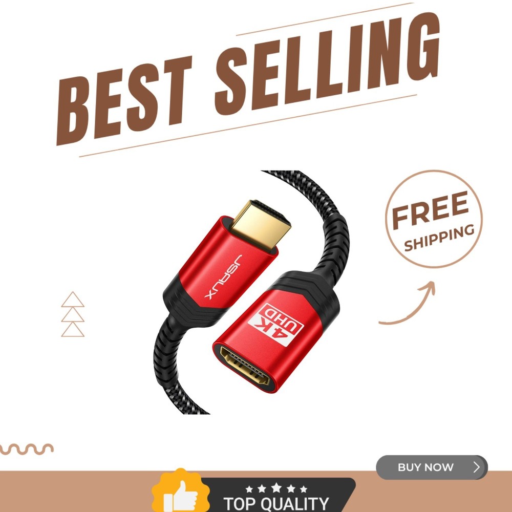 10FT Red HDMI Extension Cord – High-Speed Connectivity for Devices and Displays