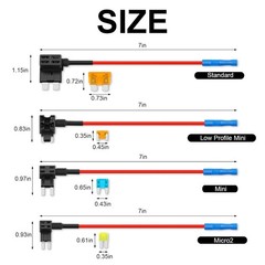 16 Pack 12V Fuse Tap Kit, Standard Mini Micro2 Low Profile