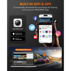 WOLFBOX 12″ Mirror Dual Dash Camera Front & Rear Dash Cam With WiFi&GPS for Cars