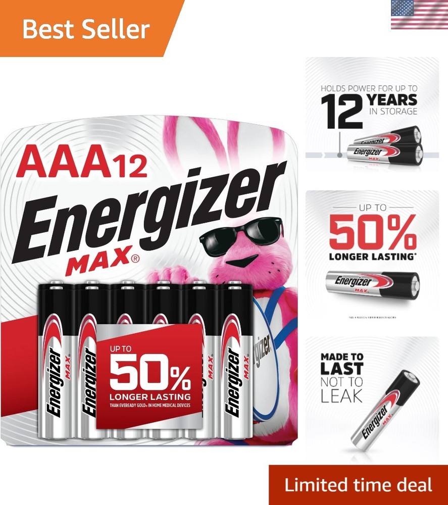 12 Pack MAX AAA Alkaline Batteries – High-Performance for Household Use