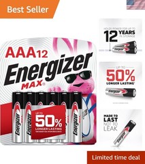 12 Pack MAX AAA Alkaline Batteries – High-Performance for Household Use