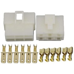 1-20 Set 6 Pin Socket Plug Male Female Brass 6.3mm Spade Terminal Wire Connector