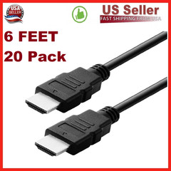 20 Pack New Digital High-Speed 1.4 HDMI Cable PVC 2160p Black Cord (6 feet)