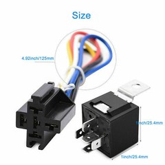 5 Pack 12V 30/40 Amp 5Pin SPST Automotive Relay w/Wires & Harness Socket Set