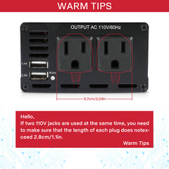 300W 600W Car Power Inverter Laptop Charger DC12V to AC110V Converter Dual USB