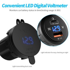 12V USB C Charger Port Fast Car Charger PD & QC Outlet Socket for Boat RV Marine