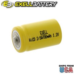 Exell 2/3A Size 1.2V 700mAh NiCD Button Top Rechargeable Battery