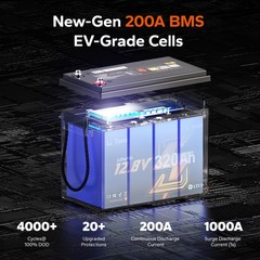 LiTime 12V 320Ah mini Smart Bluetooth Lithium Battery Deep Cycle For RV Camping