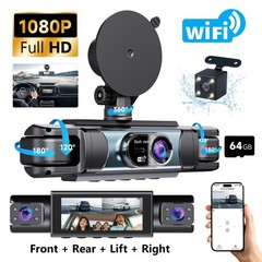 4Lens 1080P Car Dash Cam Front and Rear Inside Left Right +Wifi Supports 8-128GB