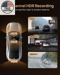 70Mai 4K T800 3 Channel Dash Cam, Dash Cam Front and Rear Inside(2160P+2160P+108