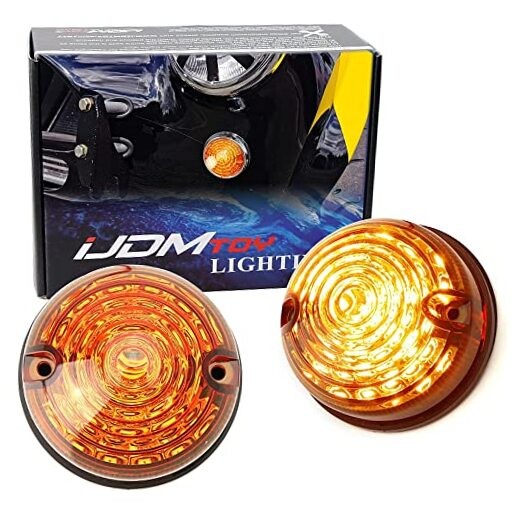 12V 70mm Round Dome Shape Flush Mount Amber Lens Amber Amber Lens Amber LEDs