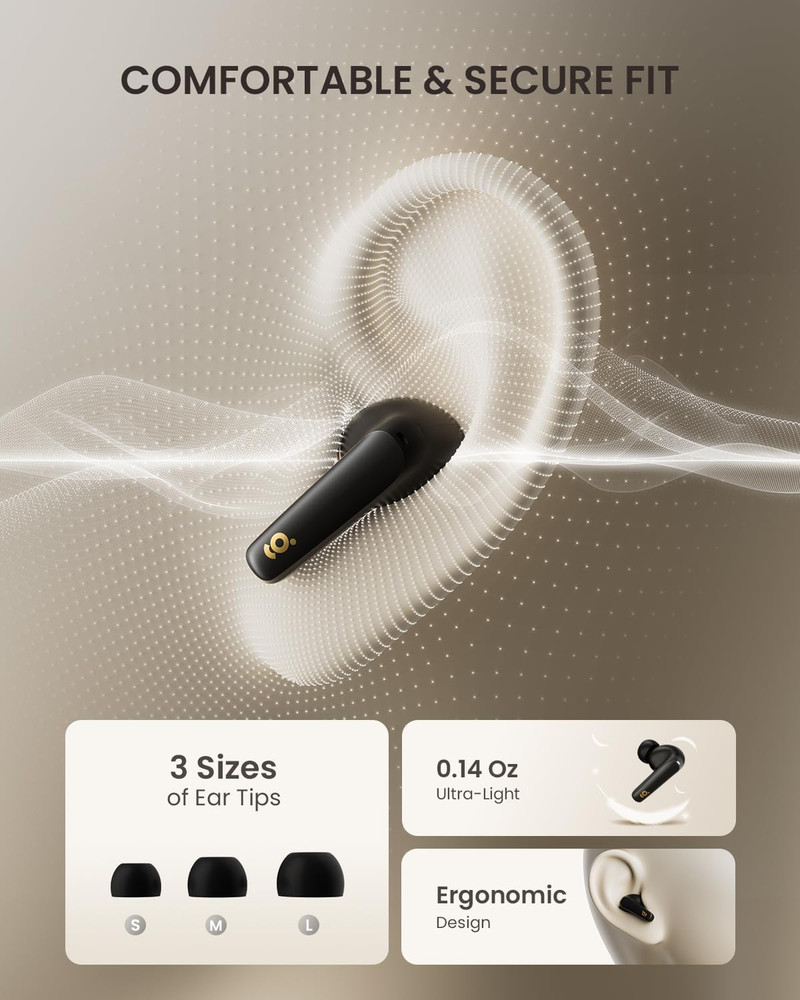 Wireless In-Ear Earbuds 4 Mics ENC Call-Enhancing Rophones 40H Playtime Workouts