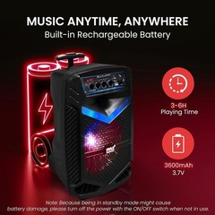 Pyle 400W Rechargeable Outdoor Bluetooth Speaker Portable PA System w/ 8? Subwoo