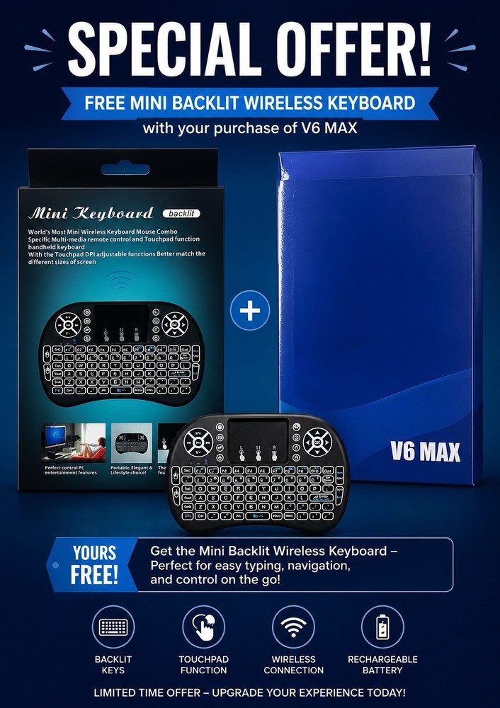 vseebox v6 max/ Free Backlit Mini Keyboard