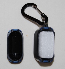 New Navy Blue & Black Hard Plastic AirPods Protective Case with Carabiner Clip