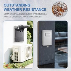30 Amp Fused AC Disconnect Box, 120/240VAC Pull-Out Switch NEMA 3R Outdoor Me…