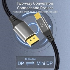 1m Laptop Mini DP to DP Cable Conversion Cord 8K@60Hz 4K@144Hz DisplayPort 1.4 t