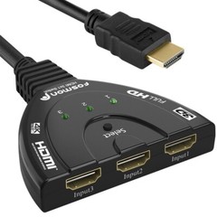 Fosmon 3×1 3 Port Gold Plated 4K UHD 3D High Speed Braided HDMI Switch Plug