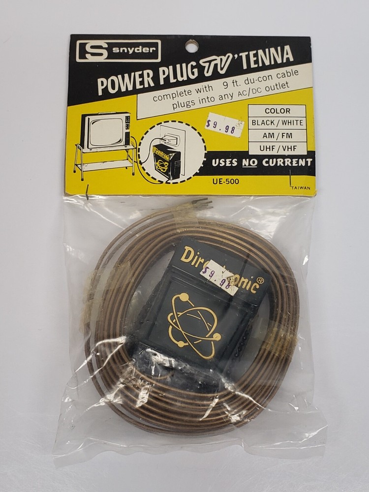 VINTAGE Snyder Model UE-500 Power Plug TV Antenna AM/FM UHF/VHF New Old Stock