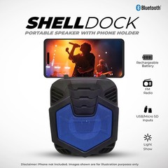 IQ Sound IQ1503BTBLU Shell Dock Bluetooth Speaker Blue RGB FM USB microSD
