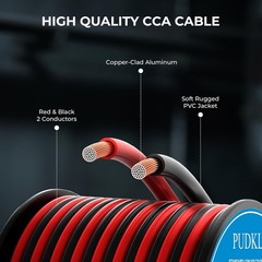 18 Gauge/18 Awg Copper Clad Aluminum 2 Conductor Red Black Electrical Wire 100ft