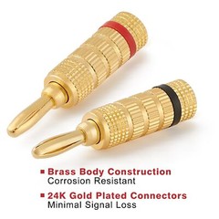 Wg3333 24k Gold Plated Speaker Banana Plugsclosed Screw Type 6 Pairs 12 Plugs