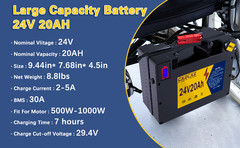 24V 12Ah 20Ah Lithium Battery for Electric Wheelchair,High Performance