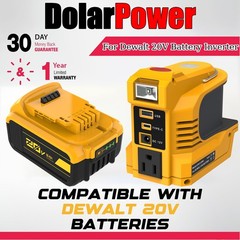 220W Power Inverter Compatible with DeWalt 20V 5.0Ah Battery, DC 20V to AC 110V