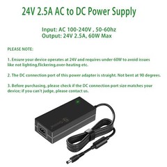 24V 2.5A DC Power Supply Adapter AC 100-240V 50-60Hz to 24Volts 2.5Amps Trans…