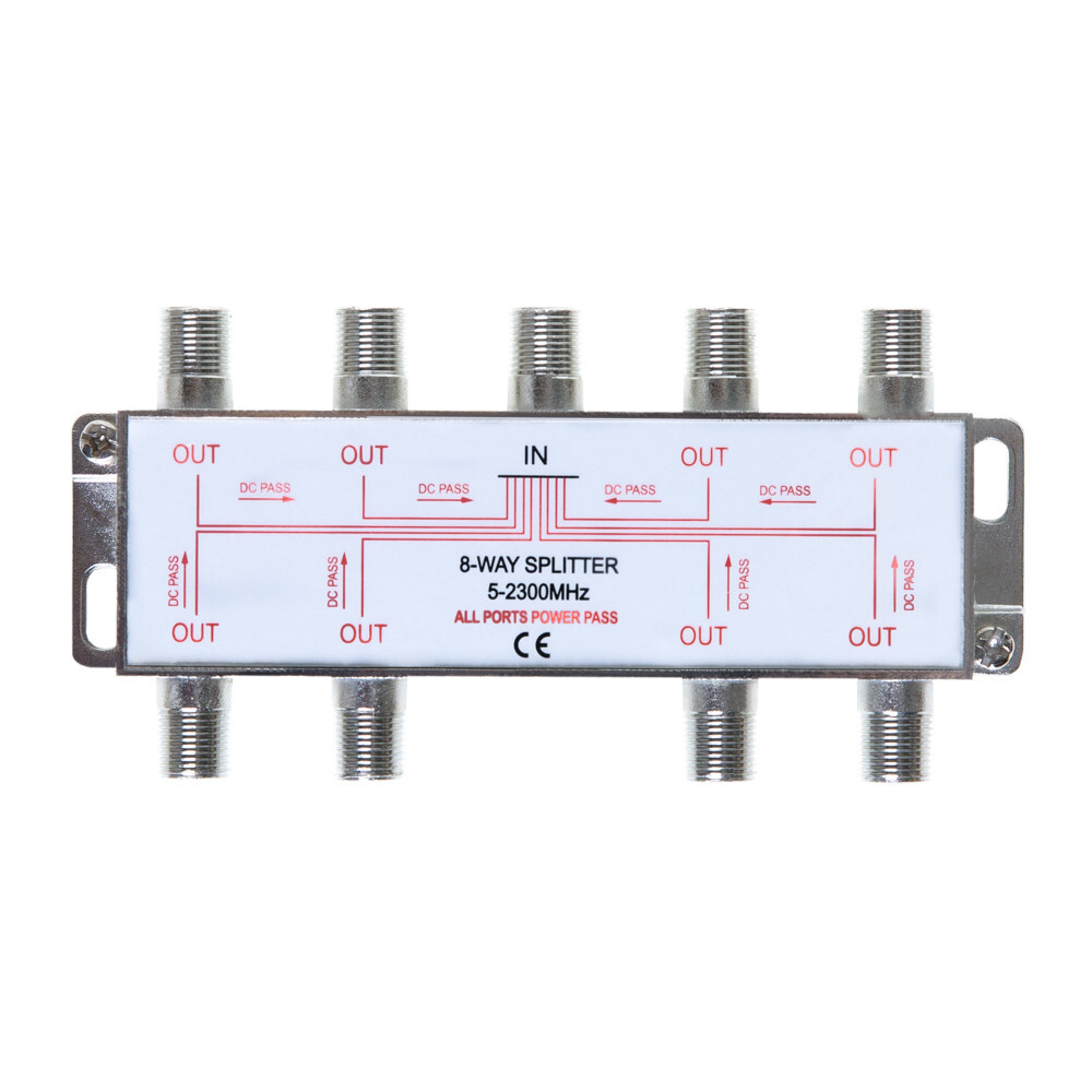 8-Way TV Coaxial Cable Splitter 5-2300MHz For RG6 RG59 TV Antenna Coax Adapter