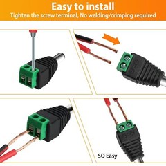 100Pcs 12V 5.5mm x 2.1mm DC Power Jack Connector 24V Socket for Security Camera