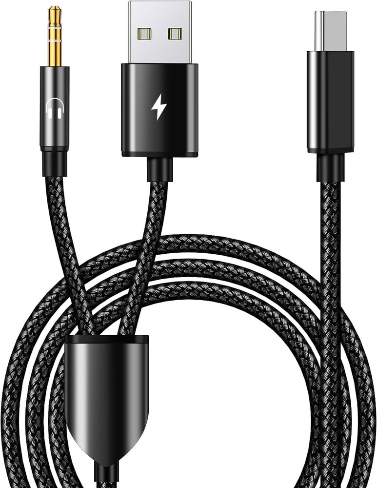 USB C to 3.5mm Aux Audio Cable with Charging, 2 in 1 USB C to 3.5mm Car Stere…