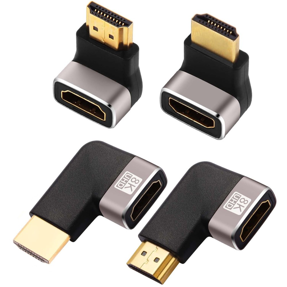 4 Pack Black 8K HDMI Right Angle Adapter 90 and 270 Degree