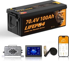 72V(70.4V) 100AH Lithium Golf Cart Battery, 15A Charger & LCD Monitor, 200A BMS