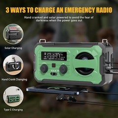 Emergency Solar Hand Crank Weather Radio 10000mAh Power Bank Charger Flash Light